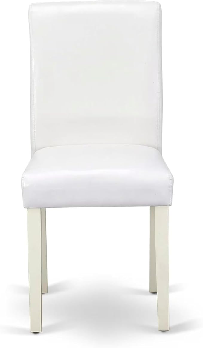 East West Furniture V027AB264-7 7 Piece Dining Room Furniture Set Consist of a Rectangle Dining Table with V-Legs and 6 White Faux Leather Upholstered Chairs, 40x72 Inch, Multi-Color