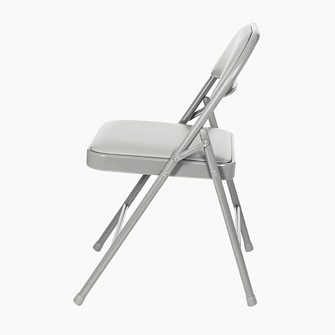 OEF Furnishings OEF950 Series Vinyl Padded Steel Folding Chairs (4-Pack, Gray)