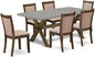 East West Furniture X797MZ716-7 7 Piece Modern Dining Table Set Consist of a Rectangle Wooden Table with X-Legs and 6 Dark Khaki Linen Fabric Upholstered Chairs, 40x72 Inch, Multi-Color