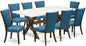 East West Furniture X727VE721-9 9 Piece Kitchen Table Set Includes a Rectangle Dining Table with X-Legs and 8 Blue Color Linen Fabric Parson Dining Chairs, 40x72 Inch, Multi-Color