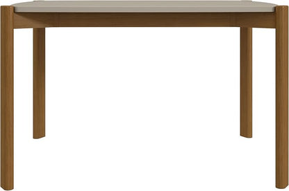 Manhattan Comfort Gales 47-Inch Mid Century Modern Dining Table for 2-4 Person, Unique Minimalist Home Furniture with Solid Eucalyptus Wood Legs, Off White