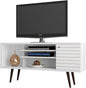 Manhattan Comfort Liberty Mid Century Modern TV Stand for Televisions up to 50 Inches, Bedroom and Living Room Entertainment Center with Storage, Shelves, and Cabinet, 53" Wide, White