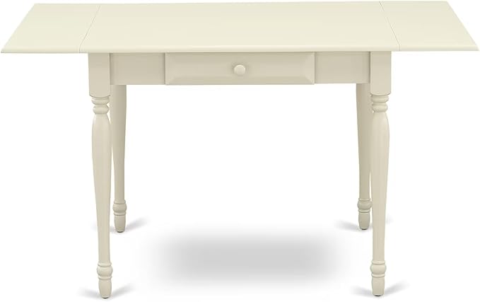 East West Furniture MZDA5-LWH-W 5 Piece Dining Table Set for 4 Includes a Rectangle Kitchen Table with Dropleaf and 4 Dining Room Chairs, 36x54 Inch, Linen White
