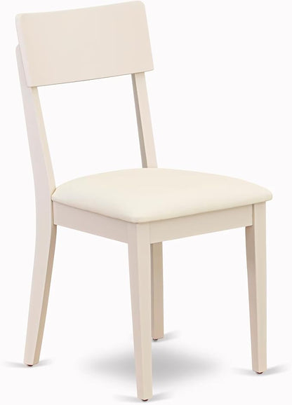 East West Furniture CAAD6-LWH-LC 6 Piece Dining Table Set Contains a Rectangle Dining Room Table and 4 Faux Leather Upholstered Chairs with a Bench, 36x60 Inch, Linen White