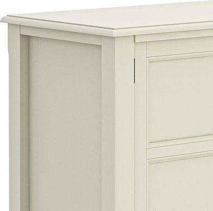 SIMPLIHOME Burlington SOLID WOOD 72 Inch Wide Transitional TV Media Stand in Antique White for TVs up to 80 Inches, For the Living Room and Entertainment Center