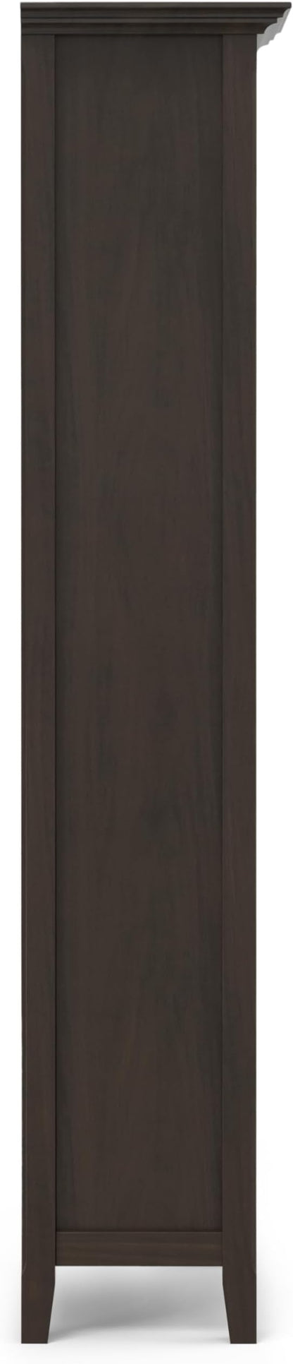 SIMPLIHOME Amherst Bookcase - 70 inch Tall 5-Shelf Solid Wood Bookshelf in Hickory Brown, Transitional Storage for Living Room, Study Room or Office with Adjustable Shelves and Tapered Legs
