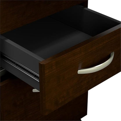 Bush Business Furniture Arrive 3 Drawer Mobile File Cabinet - Assembled in Mocha Cherry, Rolling Document Storage for Reception Area or Professional Office