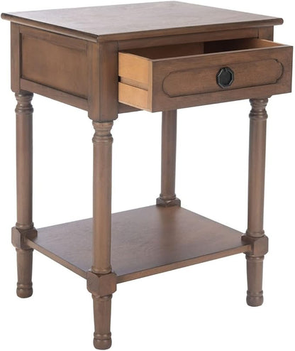 SAFAVIEH Home Collection Allura Brown 1-Drawer Bottom Shelf Accent Table ACC5718C, 19" W x 15.8" L x 26" H