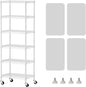 SINGAYE 6 Shelves Storage Shelf Wire Closet Bathroom Organizers Metal Pantry Kitchen Small Garage Shelving Unit Laundry Room Organization Home Narrow Rack Net Basket with Wheels White
