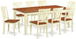 East West Furniture QUAV9-WHI-W 9 Piece Modern Dining Table Set Includes a Rectangle Wooden Table with Butterfly Leaf and 8 Dining Room Chairs, 40x78 Inch, Buttermilk & Cherry