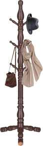 Wooden Coat Rack Stand, Vintage Wood Coat Rack Freestanding with Sturdy Triangle Base,Classic Coat Racks with 9 Hooks, Natural Birch Wood Entryway Coat Hall Tree Hanger Stand