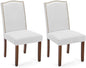 Kitchen Chairs Set of 2 Modern Upholstered Fabric Seat with Nailhead Trim and Ergonomic Lumbar Support for Living Room and Rustic Farmhouse Dining Area, Grey