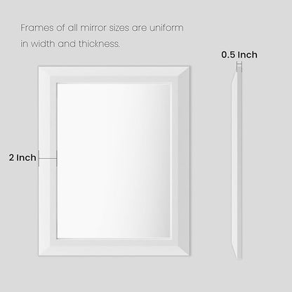 Amorho Bathroom Mirror, 50X30 Inch White Thick Metal Framed Wall Mirrors for Over 2 Sinks, Bedroom, Living Room, Entryway, Large Rectangle Wall-Mounted Mirrors.