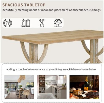 SogesHome 6-Piece Dining Table Set with Upholstered Chairs and Bench, Modern Retro Rectangular Kitchen Table, Rustic Farmhouse Style Decor Dining Table for Dining Room, Breakfast (Natural Wood Wash)