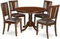East West Furniture HLDU5-MAH-LC 5 Piece Kitchen Table Set for 4 Includes a Round Dining Room Table with Pedestal and 4 Faux Leather Upholstered Dining Chairs, 42x42 Inch, Mahogany
