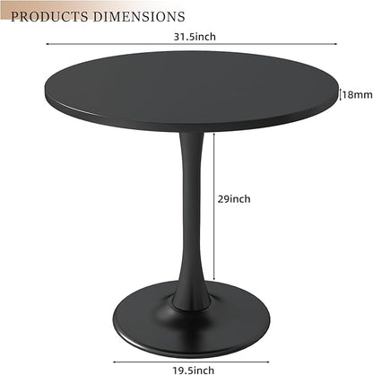 Black Round Table Modern Dining Table Tulip Round Kitchen Table Mid Century Coffee Table for Living Room, 31.5 inch