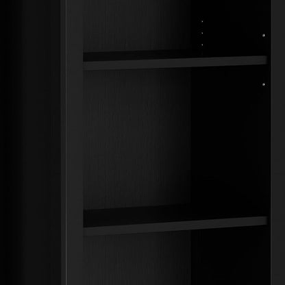 SIMPLIHOME Amherst Bookcase - 70 inch Tall 5-Shelf Solid Wood Bookshelf in Black, Transitional Storage for Living Room, Study Room or Office with Adjustable Shelves and Tapered Legs