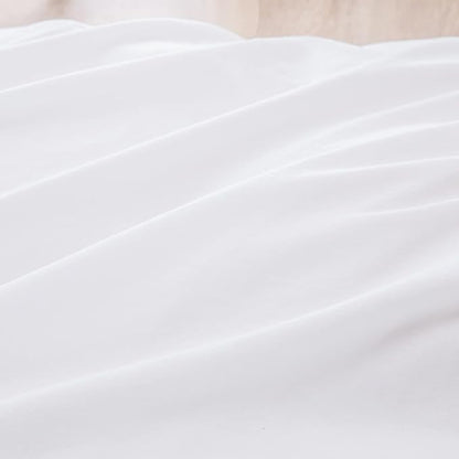 BESTOUCH Duvet Cover Set 100% Washed Cotton Linen Feel Super Soft Comfortable Chic Lightweight 3 PCs Home Bedding Set Solid Bright White Oversized Queen