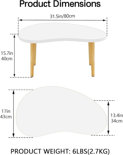 Mango Coffee Table Low Table with 4 Solid Wood Sturdy Legs, Floor Table Desk for Sitting on The Floor, Storage and Living Room Furniture (White)