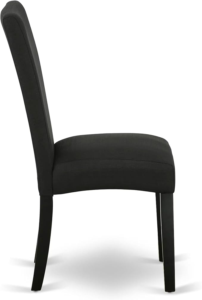 East West Furniture V627DR124-5 5 Piece Dining Room Table Set Includes a Rectangle Kitchen Table with V-Legs and 4 Black Color Linen Fabric Parson Dining Chairs, 40x72 Inch, Multi-Color