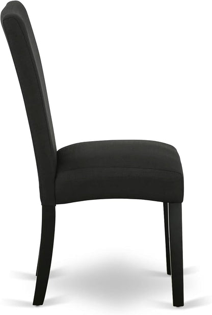 East West Furniture V697DR124-5 5 Piece Dining Room Table Set Includes a Rectangle Dining Table with V-Legs and 4 Black Color Linen Fabric Upholstered Chairs, 40x72 Inch, Multi-Color