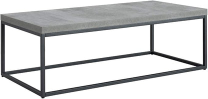 CENSI 47-Inch Grey Marble Accent Coffee Table/Center Table for Living Room, Rectangle Modern Industrial Style,Wood and Metal, Max.Loading 220 lbs. (Faux Concrete)