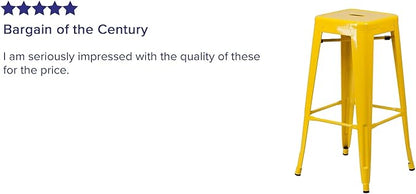 Flash Furniture Lily 4 Pack Commercial Grade 30" High Backless Yellow Metal Indoor-Outdoor Barstool with Square Seat