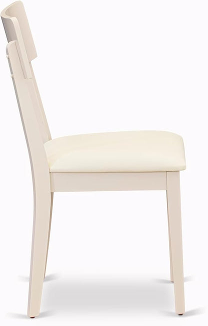 East West Furniture CAAD5C-LWH-LC 5 Piece Kitchen Table Set for 4 Includes a Rectangle Dining Room Table and 2 Faux Leather Dining Chairs with 2 Benches, 36x60 Inch, Linen White
