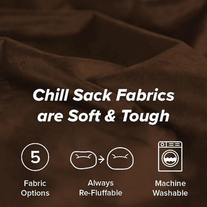 Chill Sack Bean Bag Chair - 5' Giant Memory Foam Lounge Chair with Soft Microfiber Cover – Cozy Furniture for Living Room, Dorm, & Kids' Rooms – Comfortable 5 Ft, Microsuede Lounge Sofa, Chocolate