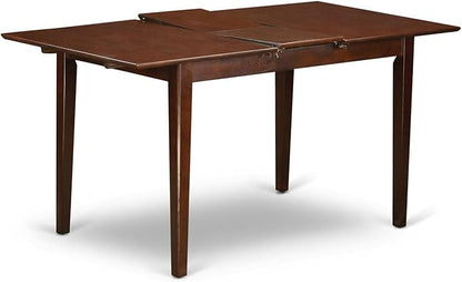 East West Furniture PSCL3-MAH-C 3 Piece Modern Dining Table Set Contains a Rectangle Wooden Table with Butterfly Leaf and 2 Linen Fabric Upholstered Chairs, 32x60 Inch, Mahogany