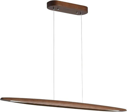 51" Wood Linear Pendant Light Wood Dining Room Light Fixture Modern Pool Table Lights Kitchen Island Lights for Dining Room Bar Kitchen Island Walnut Color