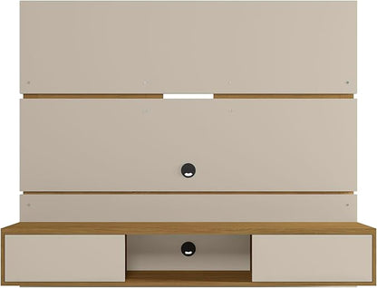 Manhattan Comfort Vernon 62" Floating Entertainment Center, Wall Mounted TV Stand for 55'' Television with Concealed & Open Storage, Hole for Cable Management, Off-White and Cinnamon