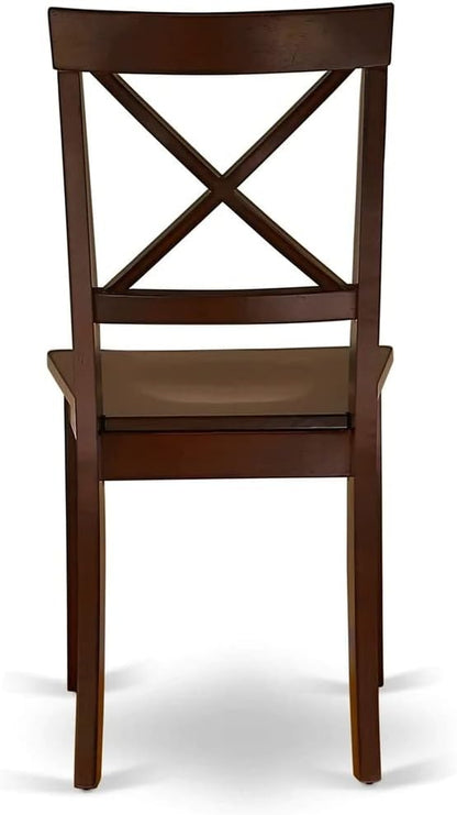 East West Furniture HBBO5-MAH-W 5 Piece Dining Set Includes a Round Dining Table with Pedestal and 4 Kitchen Chairs, 42x42 Inch, Mahogany