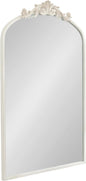 Kate and Laurel Arendahl Traditional Arch Wall Mirror; 24 x 36; Antique White; Vintage Glam Baroque-Inspired Arched Bathroom Vanity Mirror with Ornate Crown