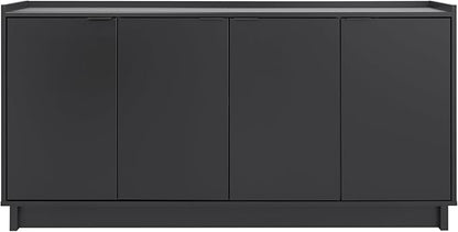 Prepac Simply Modern 4 Door Console Table Storage Cabinet, Buffet Cabinet for Storage and Organization, Modern Side Table with Doors & Shelves, 60”W x 30”H x 16”D, Black
