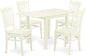 East West Furniture NDGR5-LWH-W 5 Piece Dining Room Furniture Set Includes a Rectangle Kitchen Table with Dropleaf and 4 Dining Chairs, 30x48 Inch, Linen White
