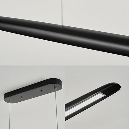 51" Wood Linear Pendant Light Black Linear Pendant Dinning Room Hanging Lights LED Dimmable Chandeliers 36w for Dining Room Pool Table Lights Kitchen Island Light Black