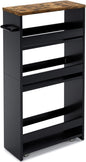 MARTY Rolling Storage Cart 4-Tier Black Kitchen Cart with Wheels, Slim Storage Cart with Handle Slide Out Utility Cart Shelving Unit Organizer Trolley for Laundry Narrow Places Bathroom Small Corner