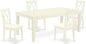 East West Furniture LGCL5-LWH-C 5 Piece Kitchen Table & Chairs Set Includes a Rectangle Dining Table with Butterfly Leaf and 4 Linen Fabric Dining Room Chairs, 42x84 Inch, Linen White