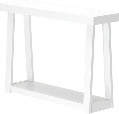 Plank+Beam Solid Wood Console Table with Storage, 46.25 Inch, Sofa Table with Shelf, Narrow Entryway Table for Hallway, Behind The Couch, Living Room, Foyer, Easy Assembly, White