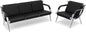 wonline 4 Seat Waiting Room Chair with Armrest PU Leather Office Furniture, Office Guest Seating Lobby Conference Reception Chairs for Airport Clinic Hospital Bank Salon Barber(Black)