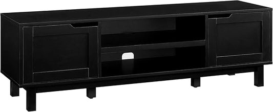 Walker Edison Tage Modern Pull-Open Door Low Stand for TVs up to 65 Inches, 58 Inch, Solid Black