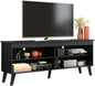 Madesa TV Stand Unit with 4 Shelves and Cable Management for 55, 65 Inch Media 1 Storage Gaming Media Console Living Room and Bedroom Entertainment Center Modern Wooden Television Cabinet - Black