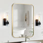 Gold Bathroom Mirror, 22x30 Inch Brushed Gold Mirror, Aluminum Alloy Framed Vanity Mirror, Rounded Rectangle Mirror for Over Sink, Anti-Rust Wall Mirror (Horizontally or Vertically)