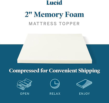 LUCID 2 Inch Traditional Foam Mattress Topper - Hypoallergenic - Ventilated - Conforming Support - California King
