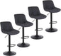 Bar Stools Set of 4, Swivel Counter Height Barstools with Back, Adjustable PU Leather Bar Chairs, Modern Armless Kitchen Island Stool, Black