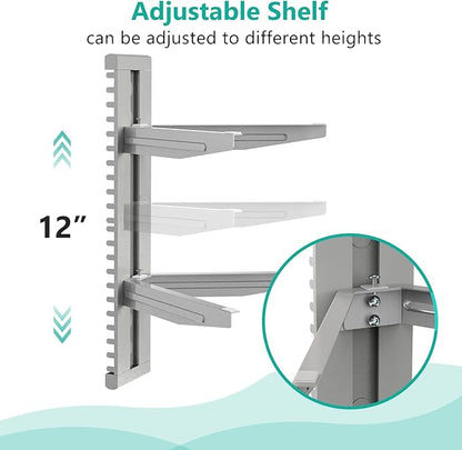 WALI Floating Entertainment Center Shelves, Holds Up to 17.6lbs, TV Shelf with Strengthened Tempered Glasses for DVD Players, Cable Boxes, Games Consoles, TV Accessories (CS202S), 2 Shelf, Silver
