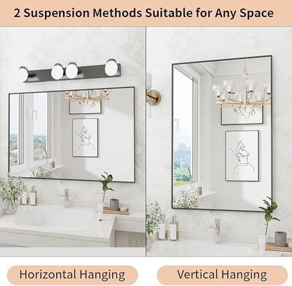 Koonmi Black Mirrors for Wall, 36x60 Inch Bathroom Mirror, Rectangular Wall Mirror for Living Room Bedroom Bathroom, Hangs Horizontally or Vertically