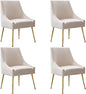 Modern Velvet Dining Chairs Set of 4, Contemporary Upholstered Furniture Collection with Polished Gold Metal Legs, Elegant Accent Chairs for Kitchen Living Room(White)