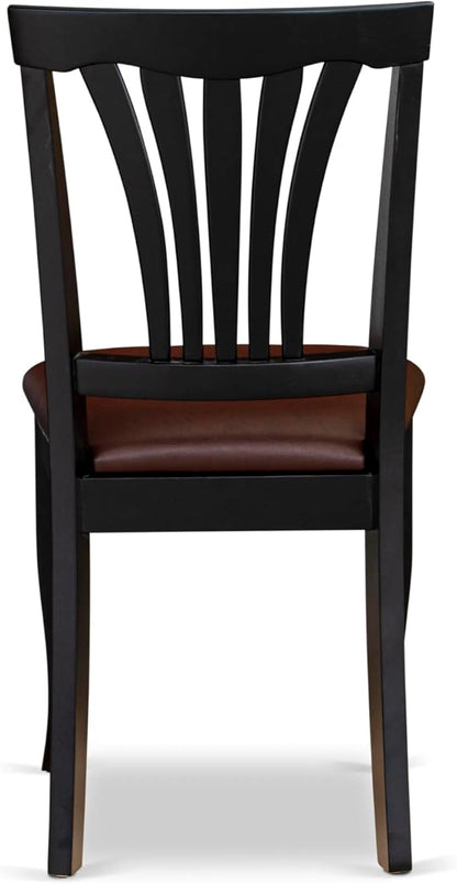 East West Furniture DLAV3-BCH-LC 3 Piece Modern Dining Table Set Contains a Round Wooden Table with Dropleaf and 2 Faux Leather Kitchen Dining Chairs, 42x42 Inch, Black & Cherry